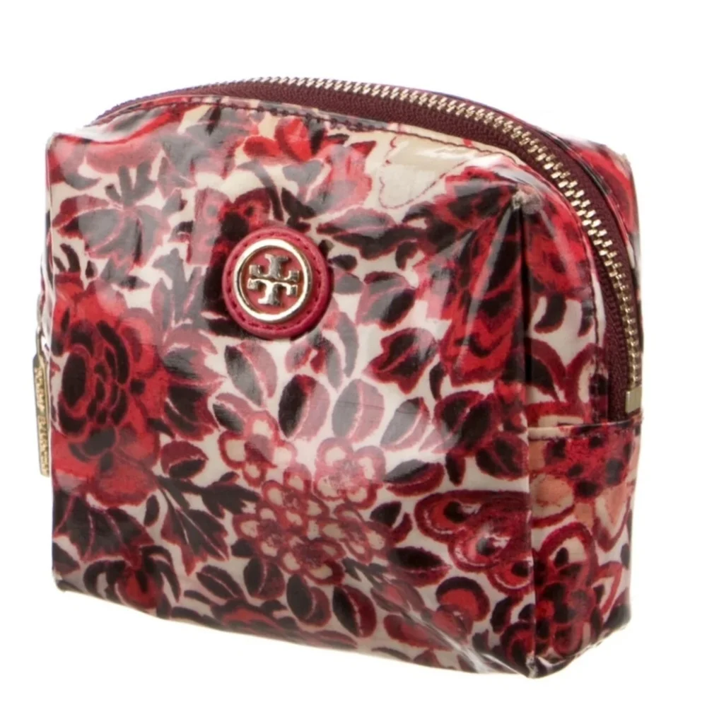 Tory Burch Red Floral Cosmetic Bag